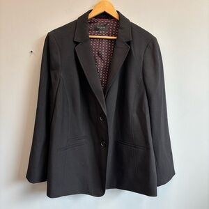 Talbots 18W Blazer Wool Blend Black Jacket 2 button